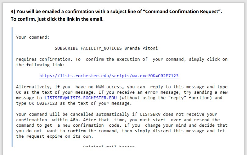 listserv email confirmation screen shot.